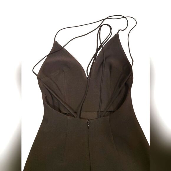MISHA Bernadina Crisscross Open Back Plunging Bodycon Black Dress | 2 - Picture 4 of 8
